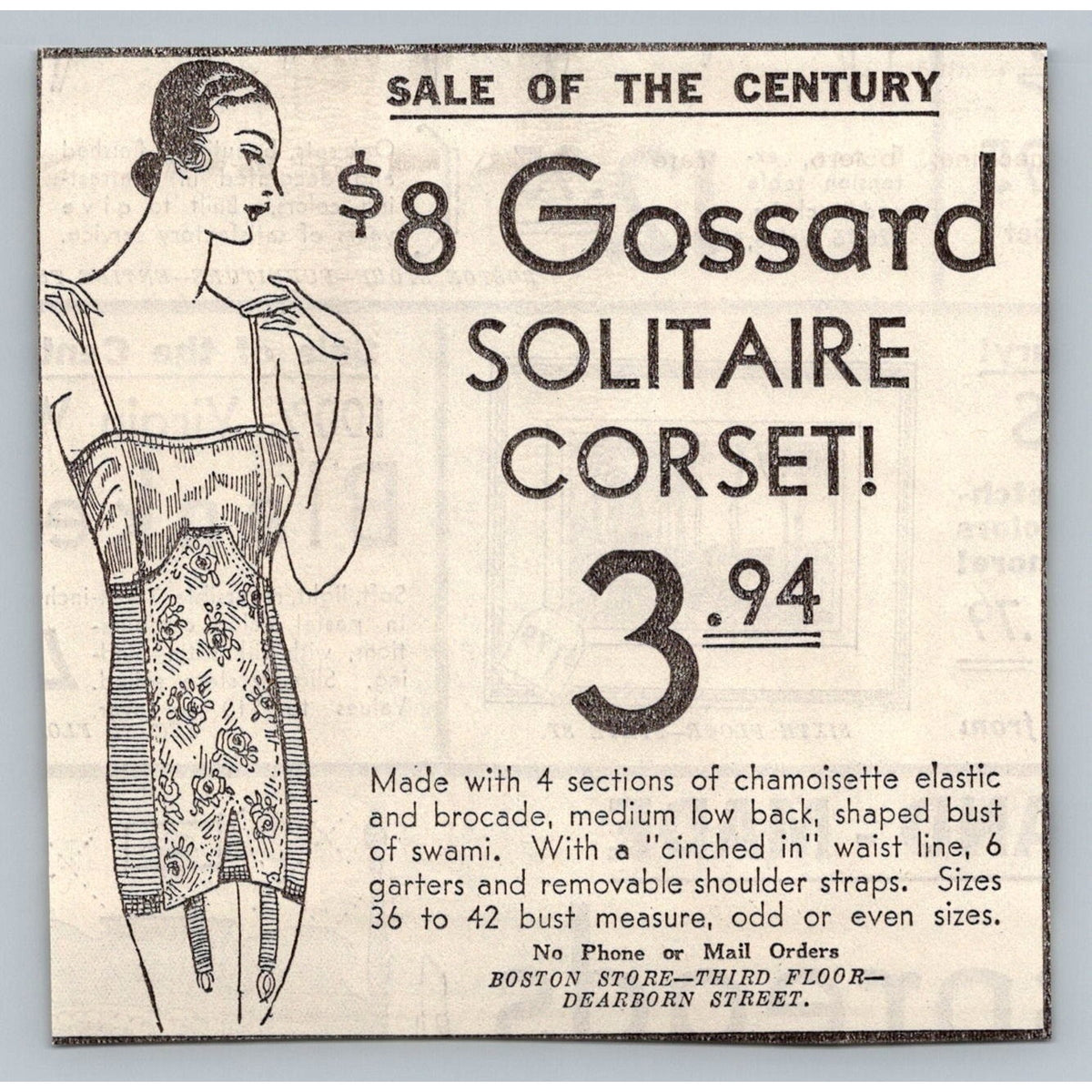 1920s Gossard Solitaire Corset Lingerie Advertisement Chicago Ephemera