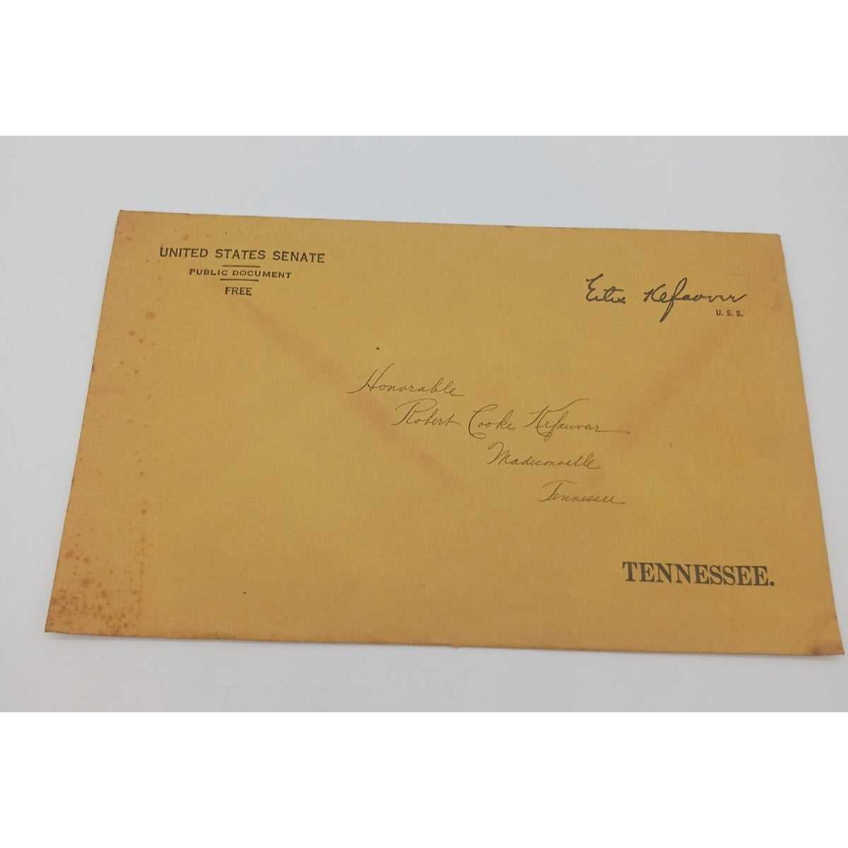 1957 Estes Kefauver With Wife Nancy Newspaper Clipping Sent To Dad Senate Cover