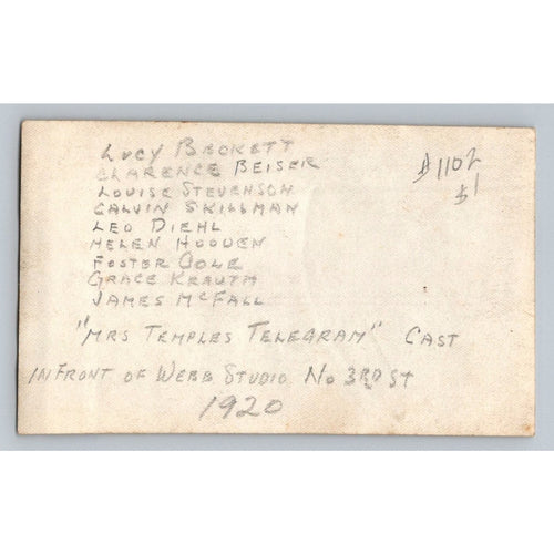1920s Photo Group Portrait Formal Attire Webb Studio Mrs Temples Telegram Cast