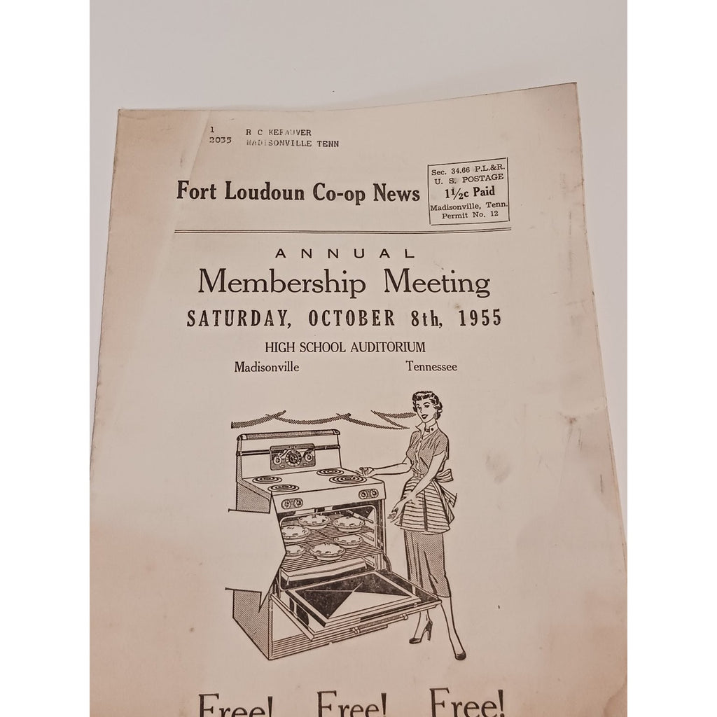 1955 Fort Loudoun Co op News Annual Meeting Program Madisonville TN Ephemera