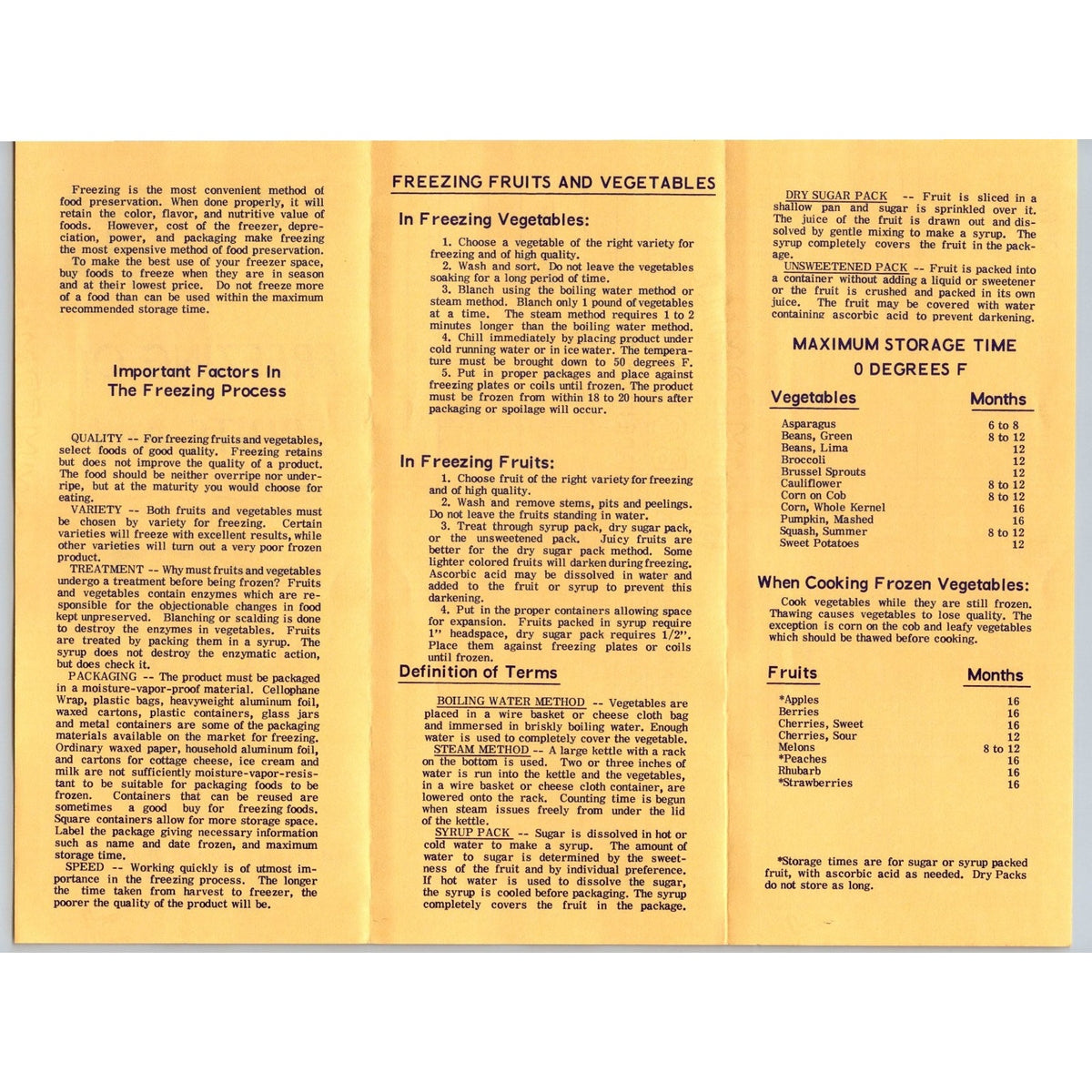 c1960s West Virginia Freezing Fruits Vegetables Pamphlet Guide WV Dept Ag Vtg
