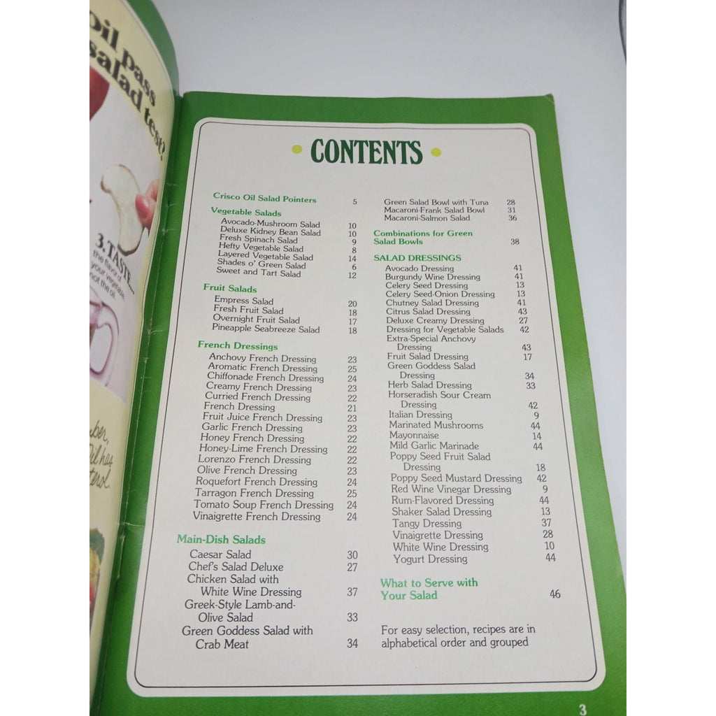 Crisco Oil Salad Lover's Cookbook Booklet Culinary Arts Institute Recipes