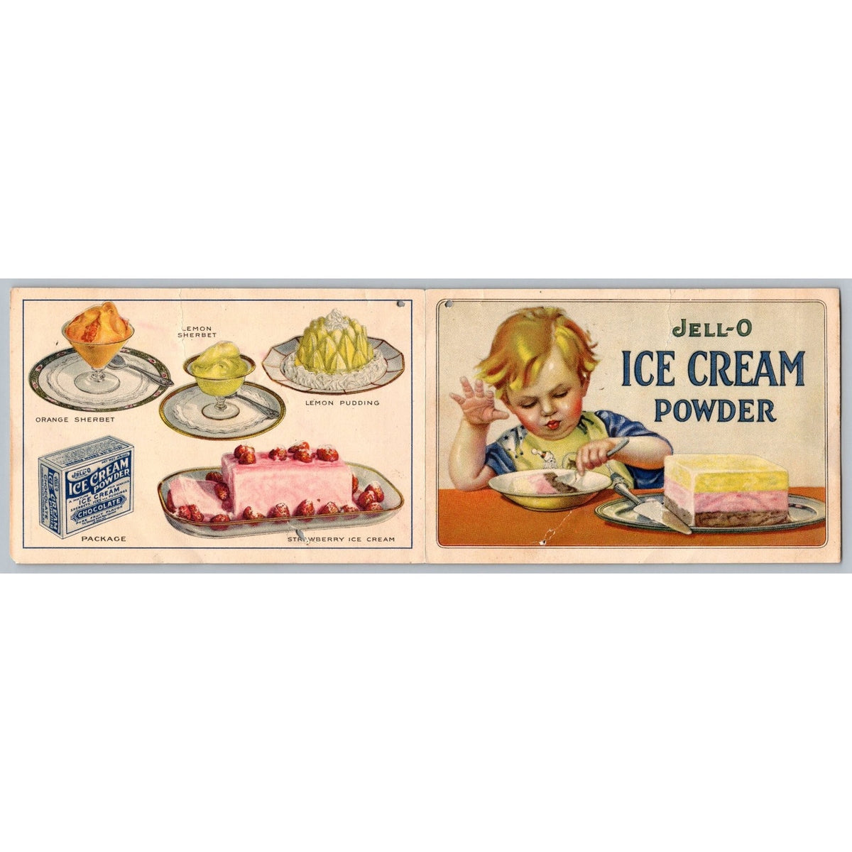 VTG Jell-O Ice Cream Powder Recipe Brochure Flyer Child Food Ephemera Le Roy NY