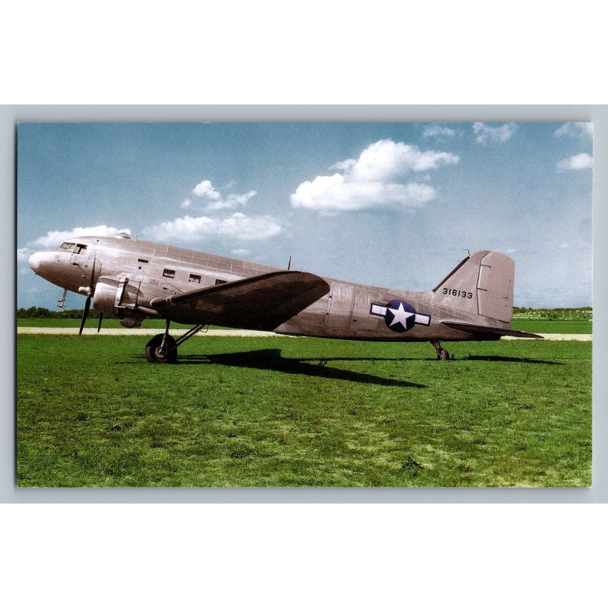 C-47 Skytrain Military Transport Aircraft Wwii Era Postcard Douglas DC-3