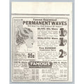 1933 Chicago Famous Permanent Waves Hair Salon Ad Ephemera Flapper Rates