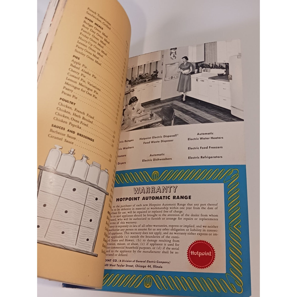 1954 Hotpoint Electric Range Manual Cookbook Vintage Mid-Century Appliance