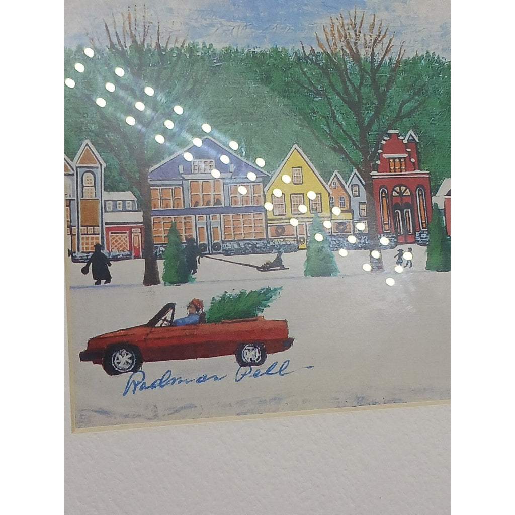 Christmas Scene By Rodman Pell Winter Village Signed Framed Matted Print Folk