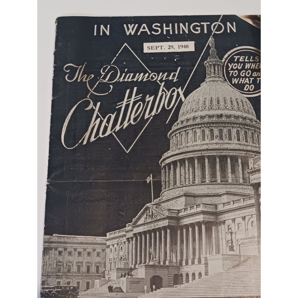 1940 Washington DC Diamond Chatterbox Guide US Capitol Sholl's Cafeterias