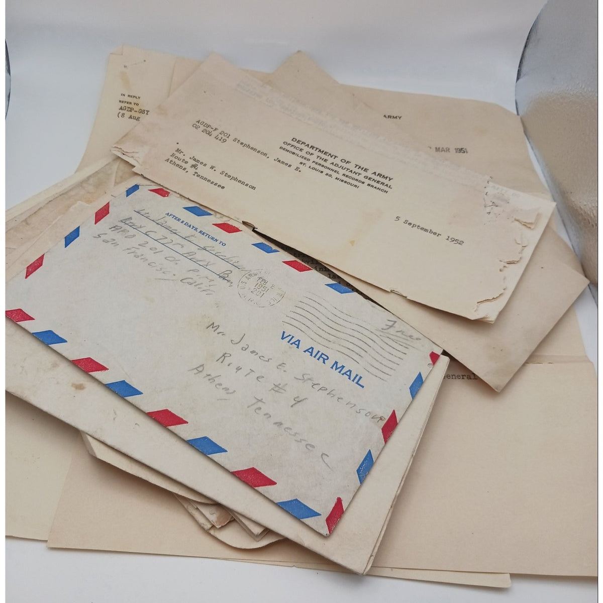 Korean War US Army Letters Document Lot KIA Remains Home 1st Lt James Stephenson