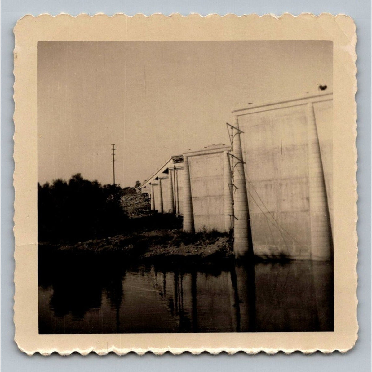 Bridge Dam Construction 1940s Snapshot Photograph Concrete Architecture Water