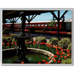 Vintage Postcard Chattanooga Choo-Choo Gardens Fountain Tulips Train TN 1970s