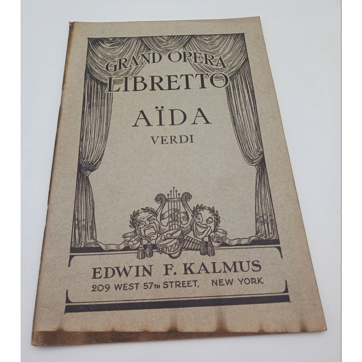 Vintage Edwin F Kalmus Grand Opera Libretto Aïda Verdi Playbill Program