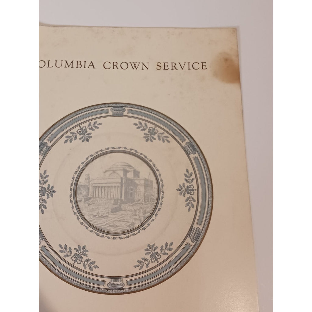 1930s Columbia University Crown Service Lenox China Plate Brochure Ephemera NYC