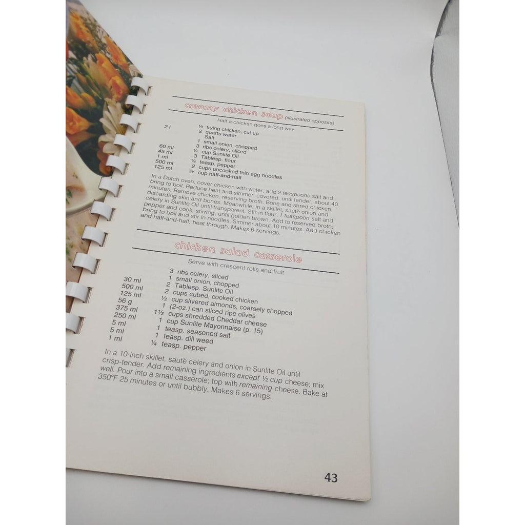 Sunlite The Cooking Lite Feeling Right Cookbook Spiral Bound Recipes