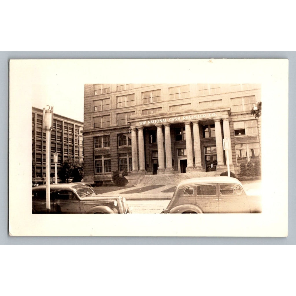 National Cash Register Co 1930s Snapshot Photograph Dayton Ohio Cars Exterior