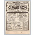 1931 Chicago Movie Theater Ad Cimarron Richard Dix Clara Bow PubliX Granada