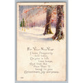 New Year Winter Snow Trees Poem Postcard Made in USA Vintage Unposted