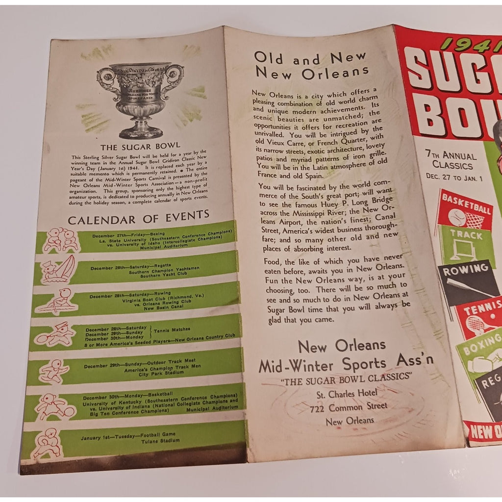 1941 Sugar Bowl New Orleans Mid Winter Sports Program Brochure Football Ephemera