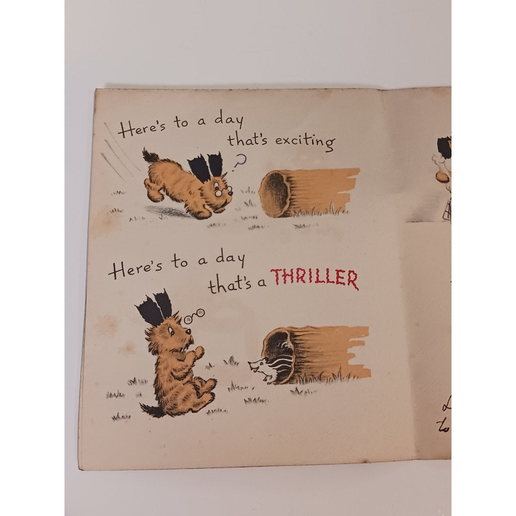 Signed Estes Kefauver 1940s 50s Norcross Dog Birthday Card Detective Thriller