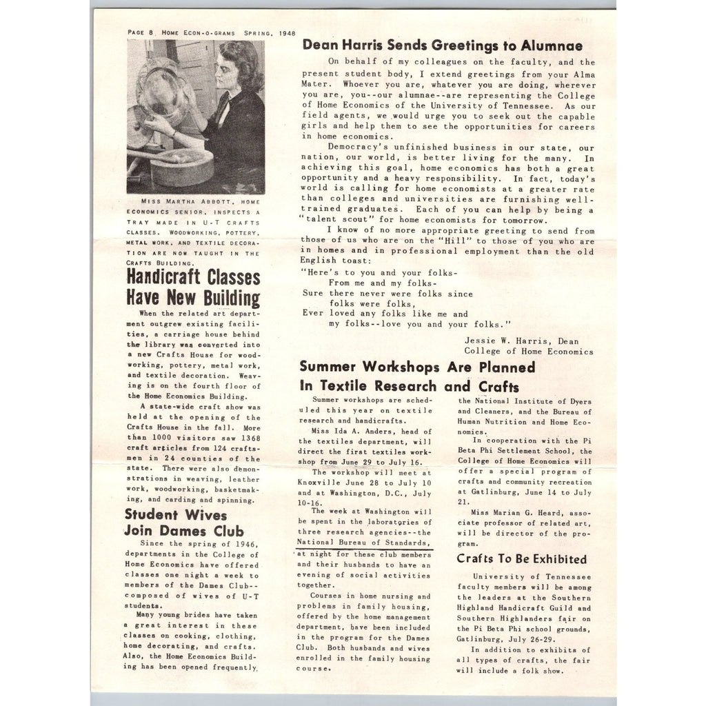 1948 University of Tennessee Home Economics Alumni Newsletter & Envelope UT
