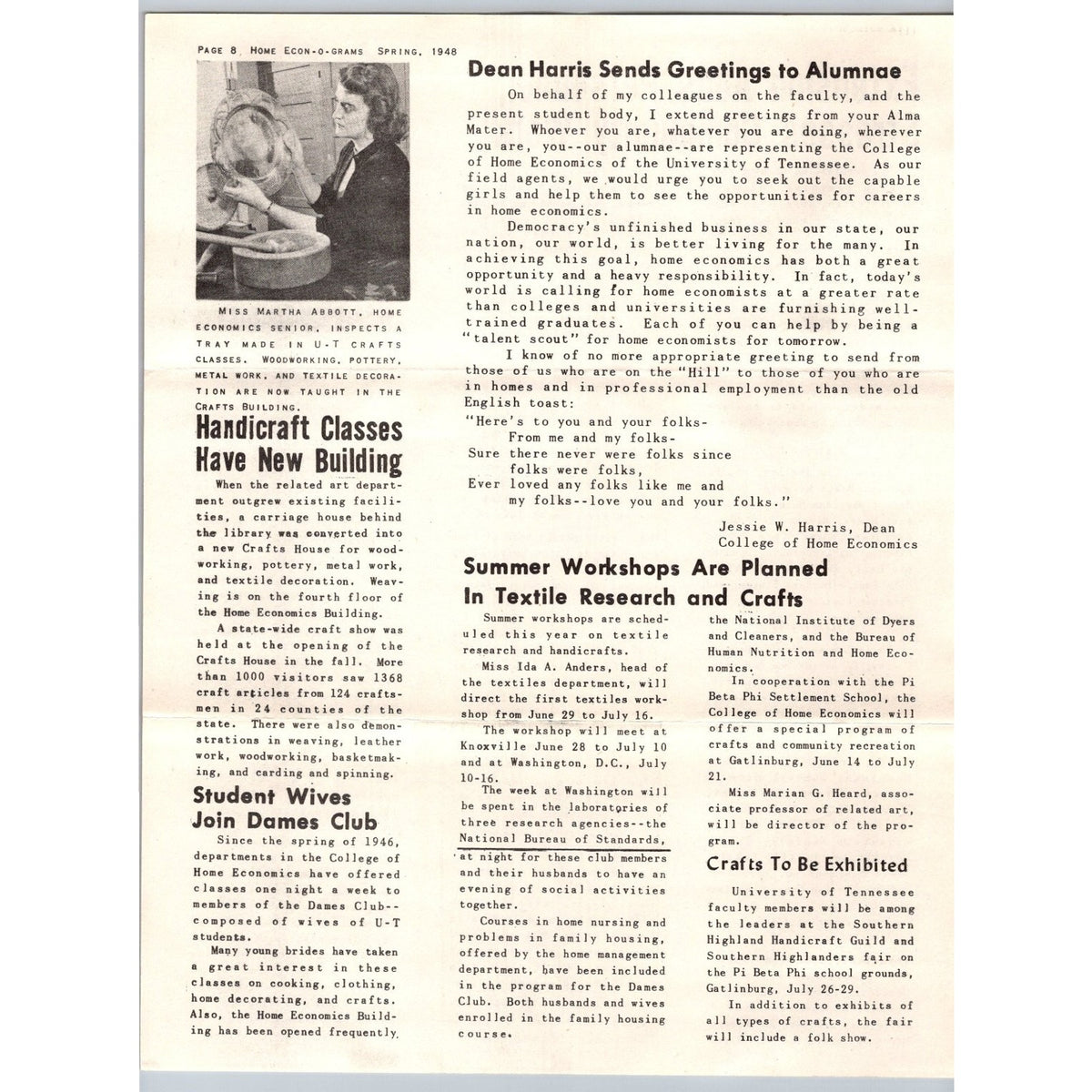 1948 University of Tennessee Home Economics Alumni Newsletter & Envelope UT