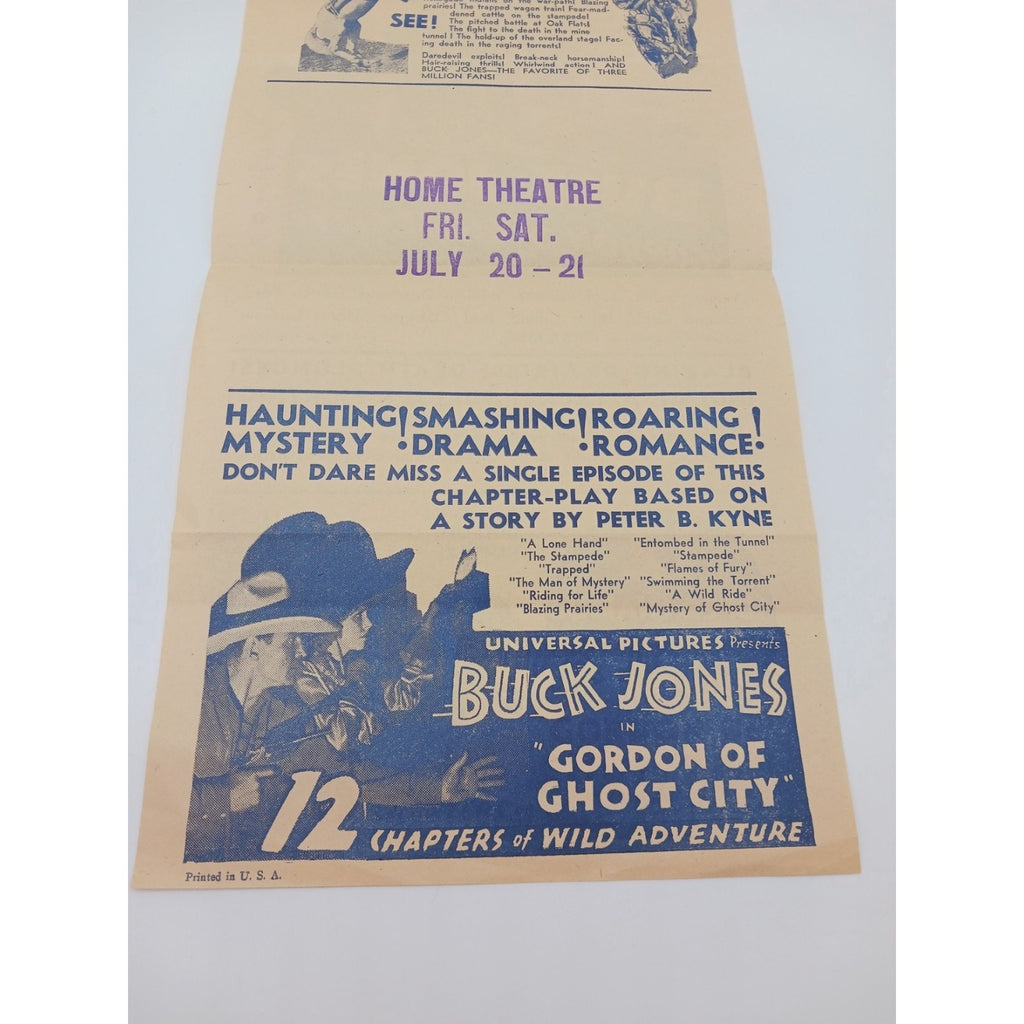 Buck Jones in Gordon of Ghost City Madge Bellany Home Theatre Movie Flyer Poster