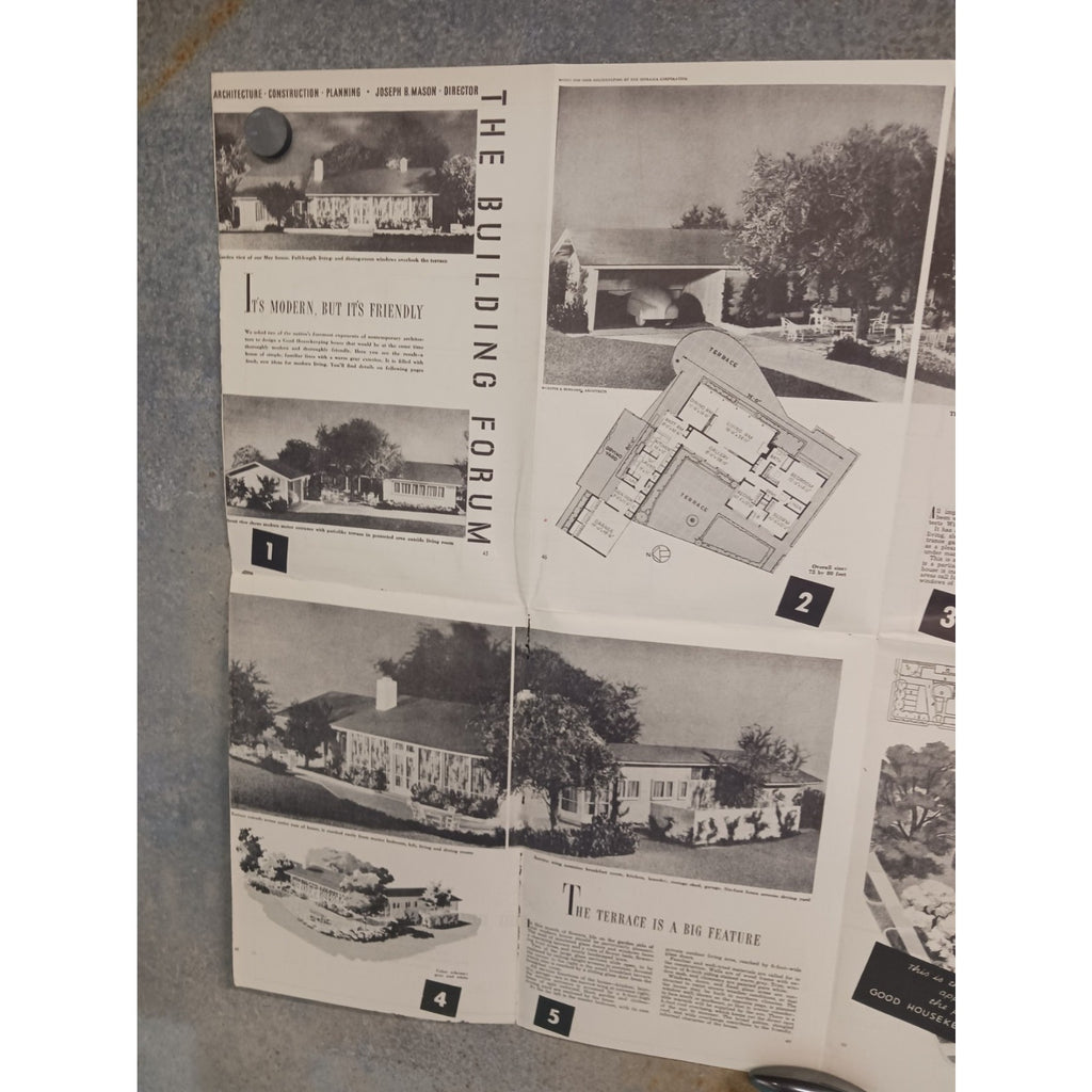 VTG 1950s Modern But Friendly Good Housekeeping Floor Plan MCM U Shape Ranch