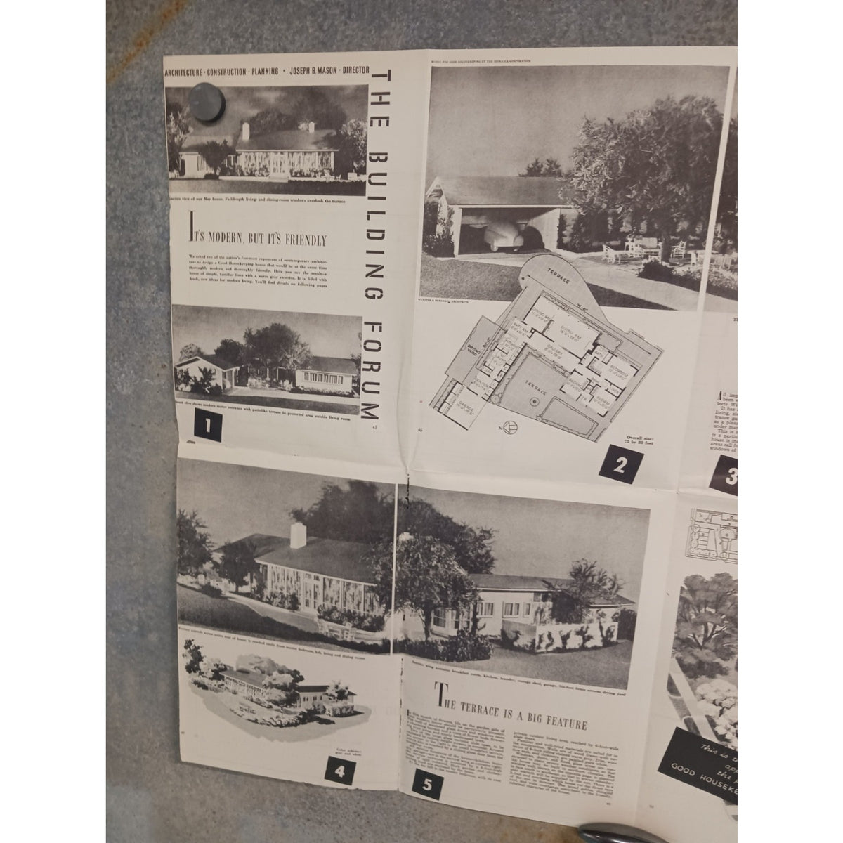 VTG 1950s Modern But Friendly Good Housekeeping Floor Plan MCM U Shape Ranch