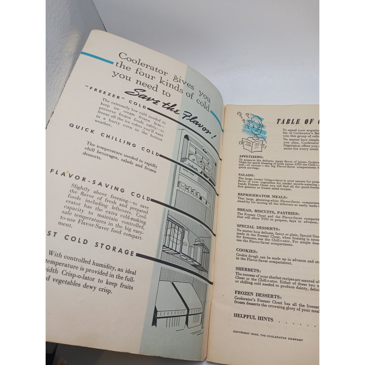 Vintage 1949 Coolerator Flavor Saver Refrigerator Recipe Booklet Cookbook