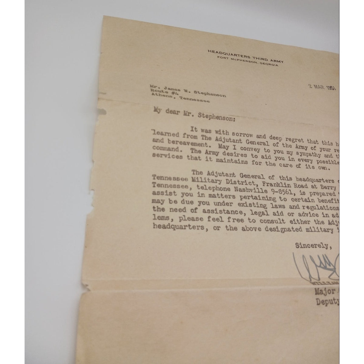 Korean War US Army Letters Document Lot KIA Remains Home 1st Lt James Stephenson