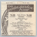 VTG Cafe Winter Garden Chicago Menu Print Ad 1930s Diversey Broadway Dinner Show