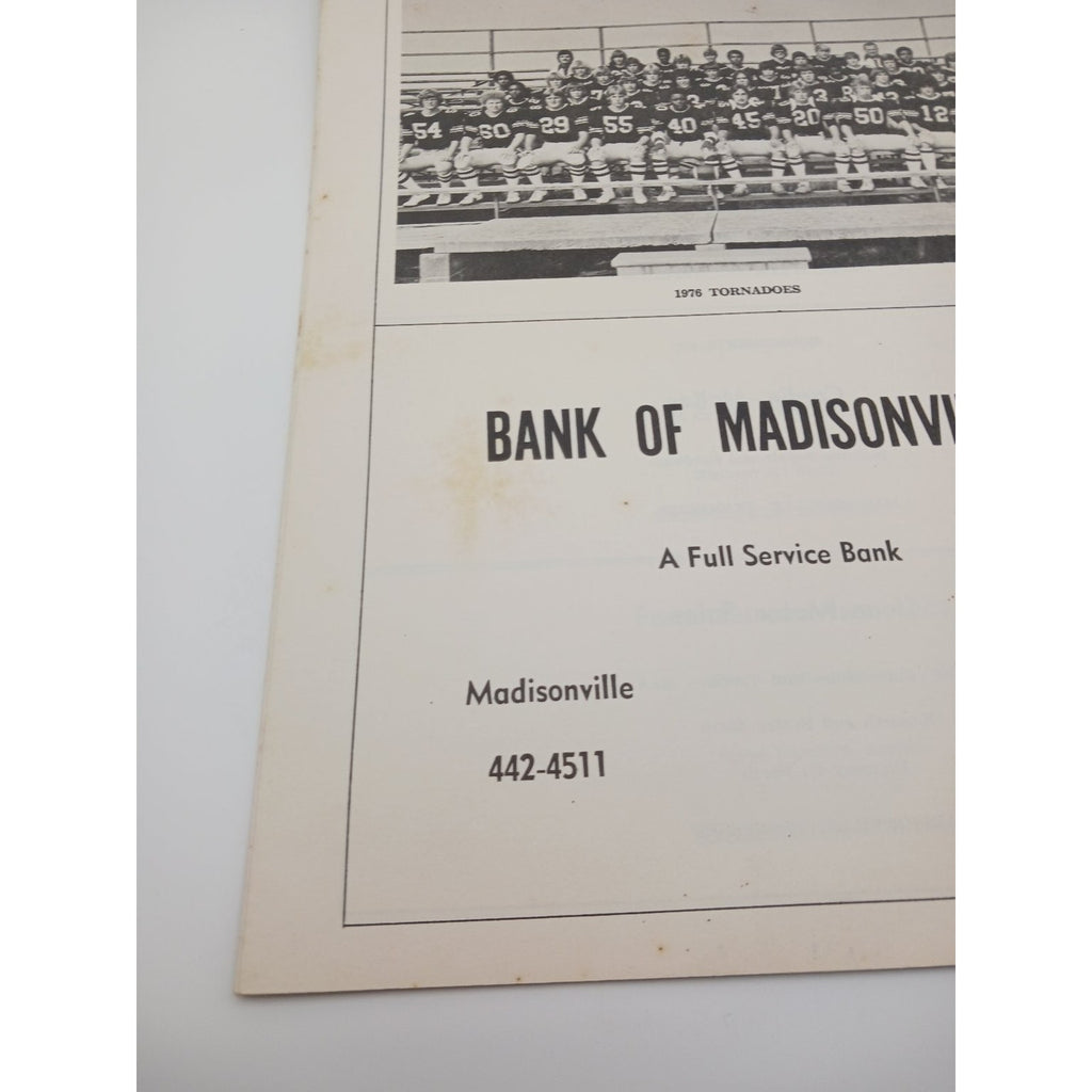 Madisonville High School 1976 Football Program Tennessee Wildcats Tornadoes