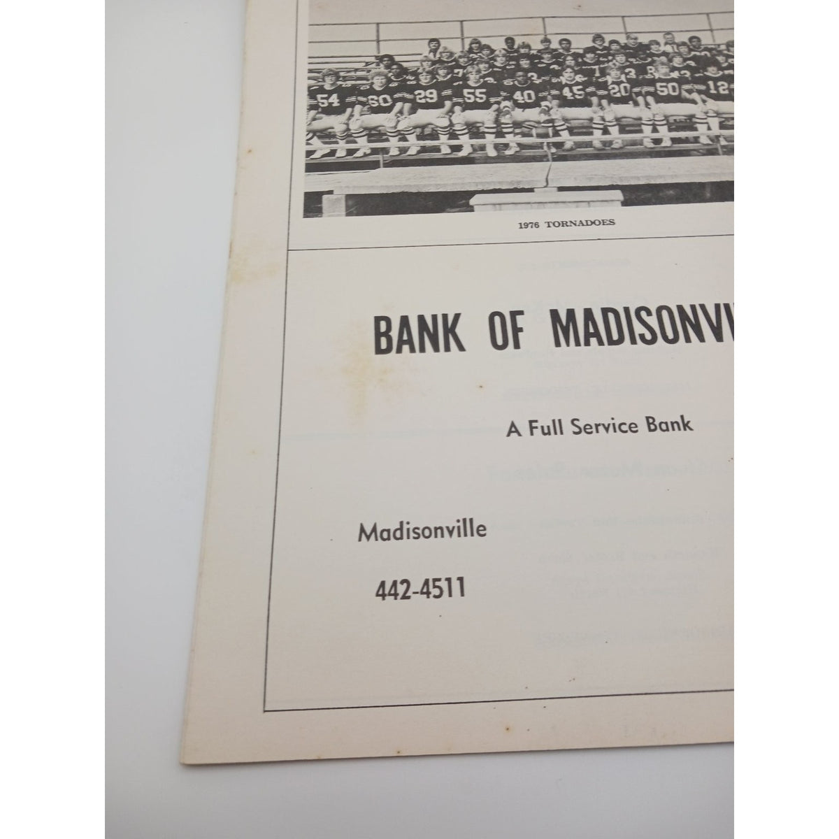 Madisonville High School 1976 Football Program Tennessee Wildcats Tornadoes