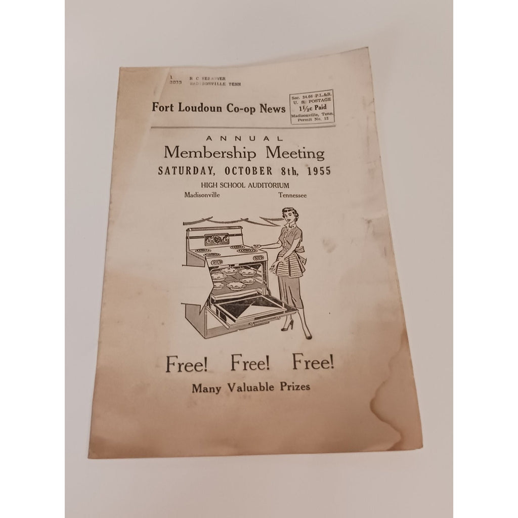 1955 Fort Loudoun Co op News Annual Meeting Program Madisonville TN Ephemera
