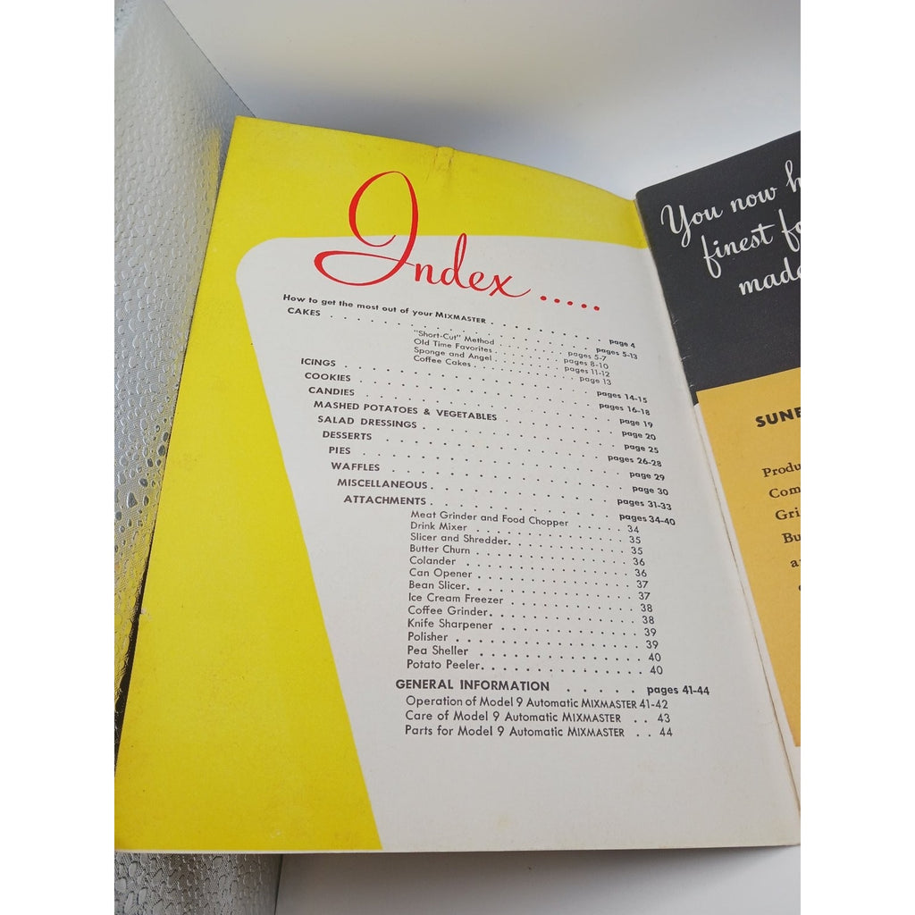 Vintage Sunbeam Automatic Mixmaster Model 9 Recipe Instruction Booklet 1940s