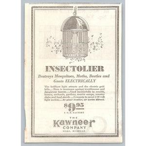 1933 Kawneer Insectolier Electric Bug Zapper Print AD Niles Michigan Ephemera