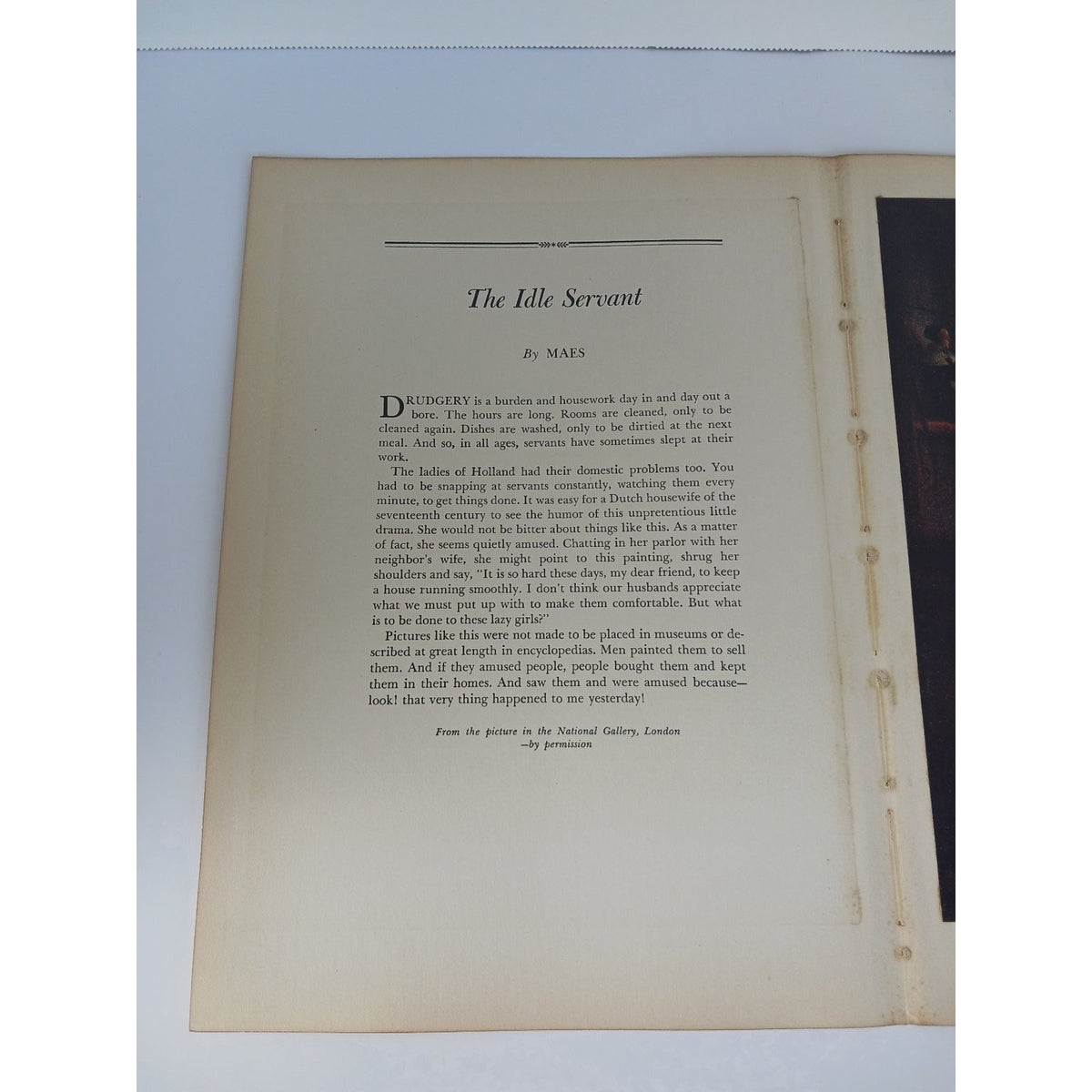 1939 Nicholas Maes The Idle Servant Book Plate Art Print Dutch School