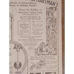 1931 Chicago Tribune Hartman's Christmas Ad Santa Land Toyland Furniture