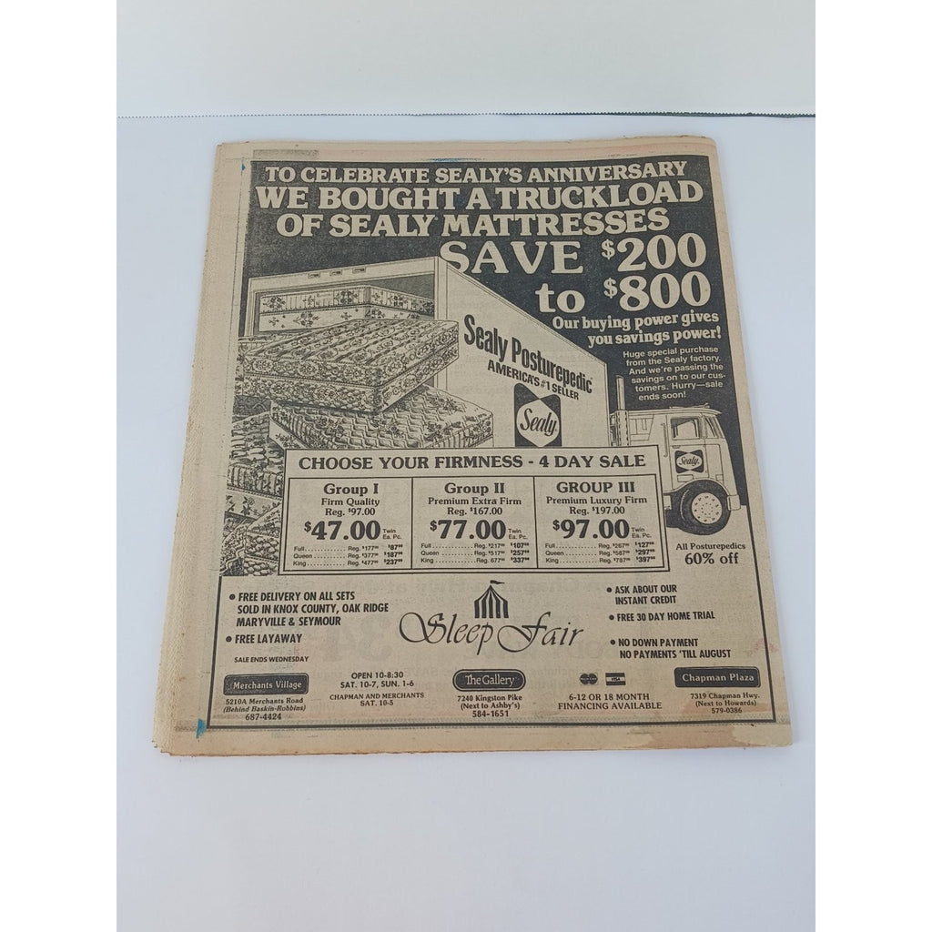 1986 Showtime Knoxville News Sentinel Tom Jones Newspaper Supplement Ephemera