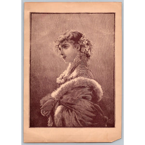 Antique c1880s Dressed For The Opera Tofano Book Plate Art Print Pretty Woman