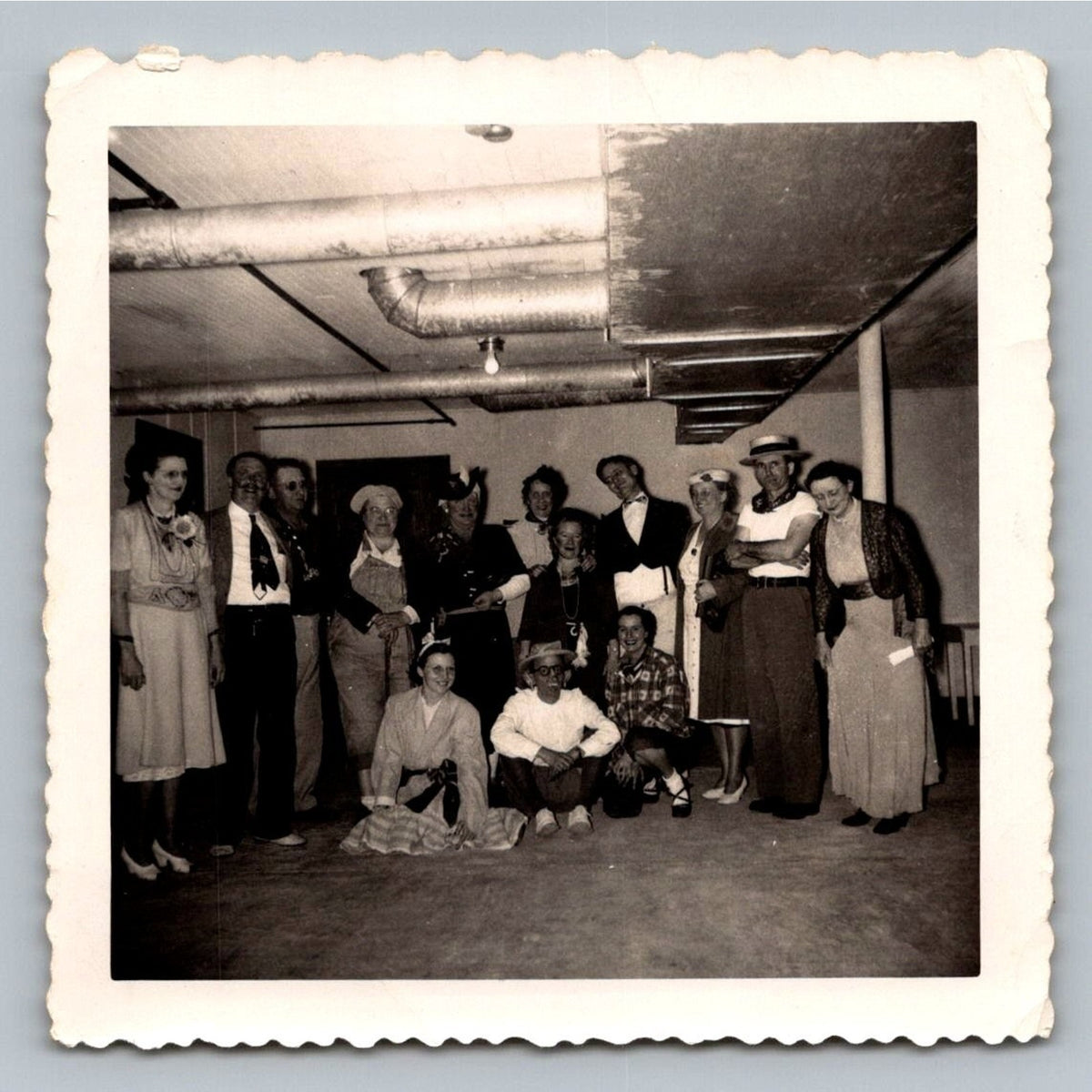 Costumed People Party 1950s Snapshot Photograph Vintage Americana Air Ducts