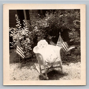 Baby Infant 1949 Snapshot Photograph Decoration Day American Flags Americana