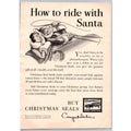 1947 Christmas Seals TB Tuberculosis Charity Santa Sleigh Vintage Print Ad