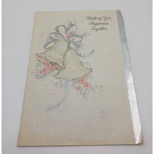 Vintage Hallmark Wedding Greeting Card Bells Floral Glitter Made in USA