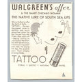 Walgreens Chicago 1933 Tattoo Lipstick Print Ad South Sea Lips Ephemera Art Deco