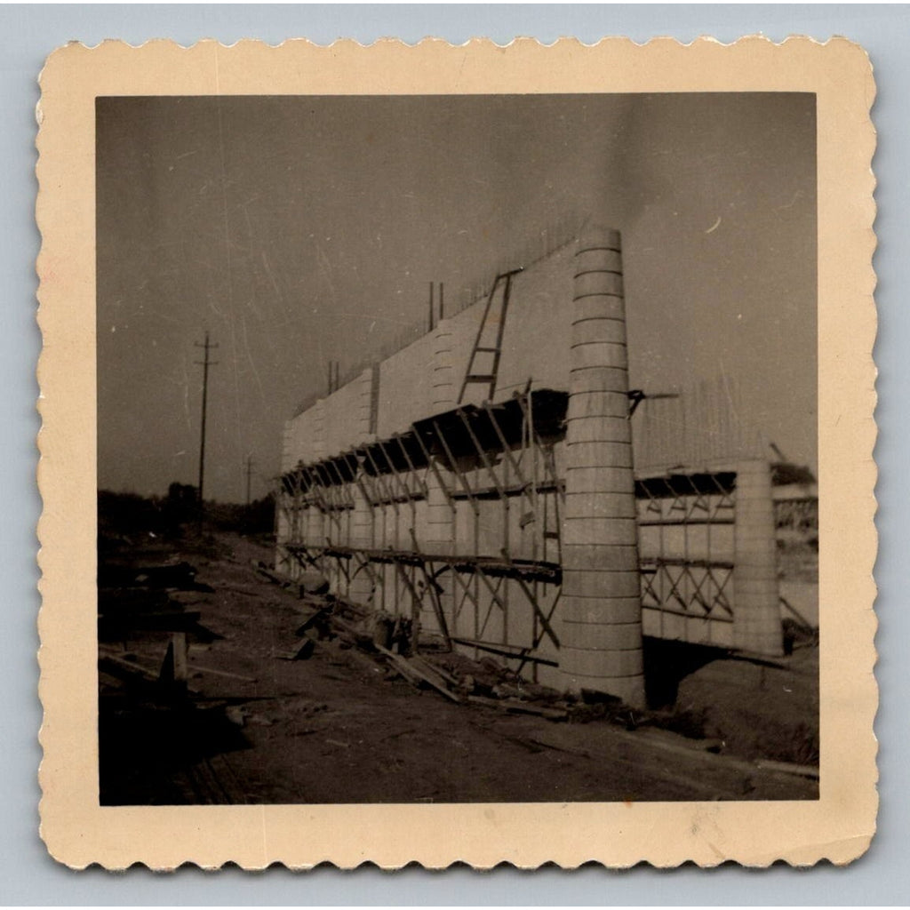 Dam Construction Site 1940s Snapshot Photograph Building Project Scaffolding