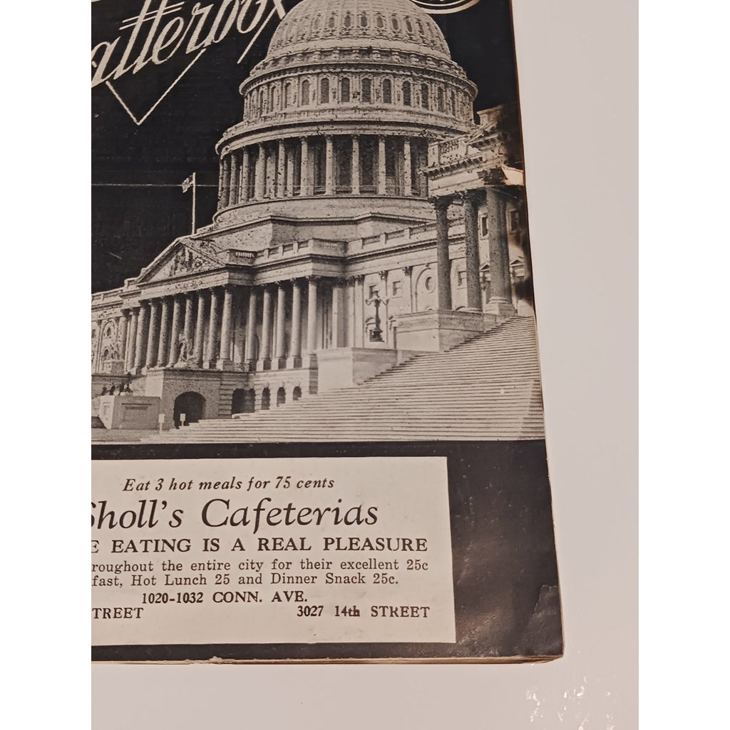 1940 Washington DC Diamond Chatterbox Guide US Capitol Sholl's Cafeterias
