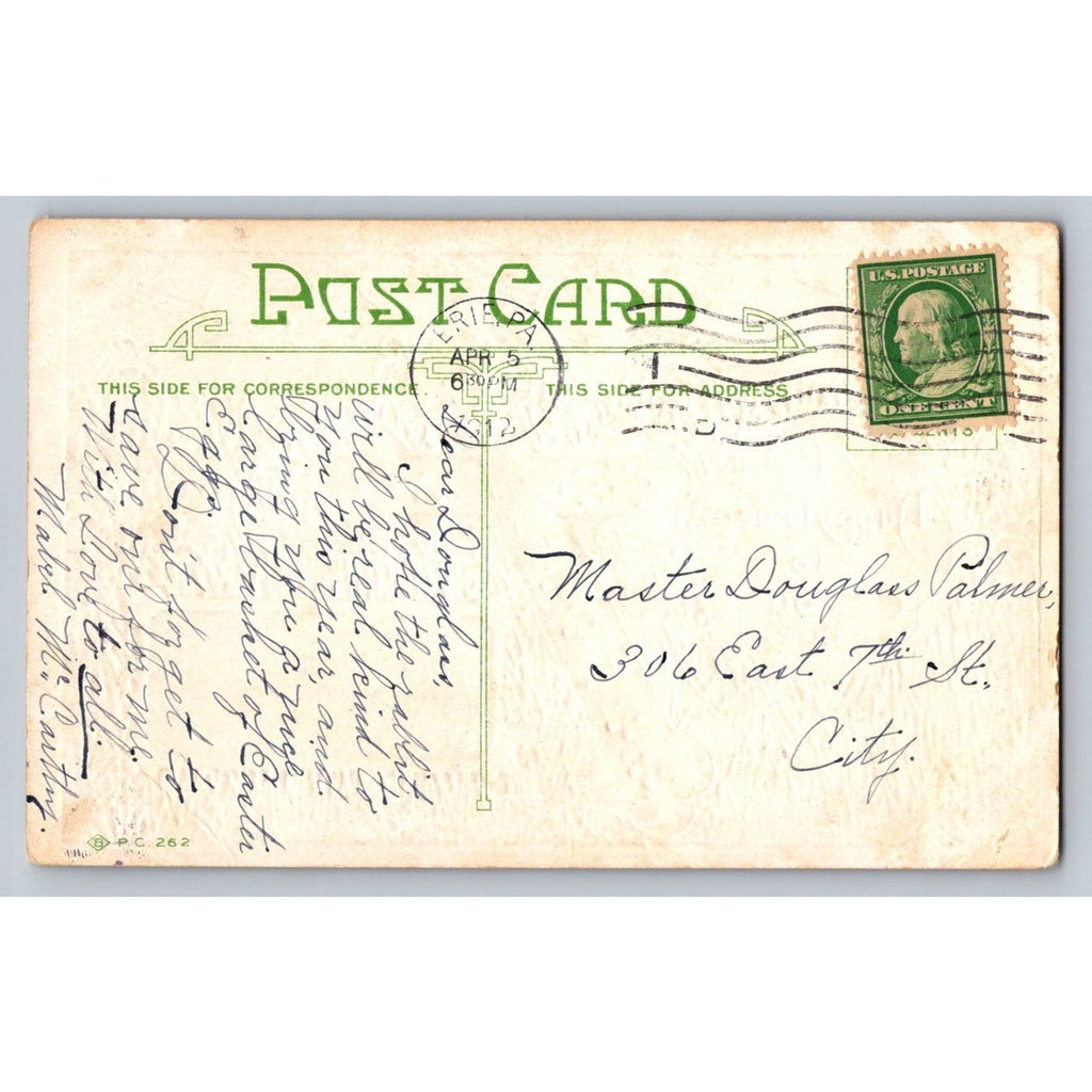 Vintage Embossed Easter Postcard Purple Cross Toledo OH Postmark 1912
