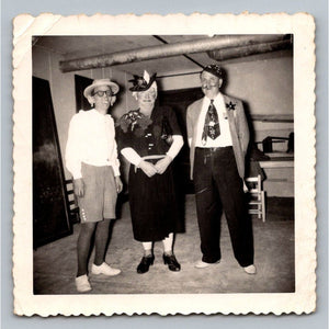 Man in Dress Costume Party Play 1940s 1950s Snapshot Photograph Humorous Quirky