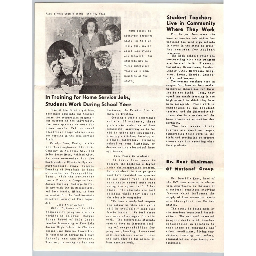 1948 University of Tennessee Home Economics Alumni Newsletter & Envelope UT